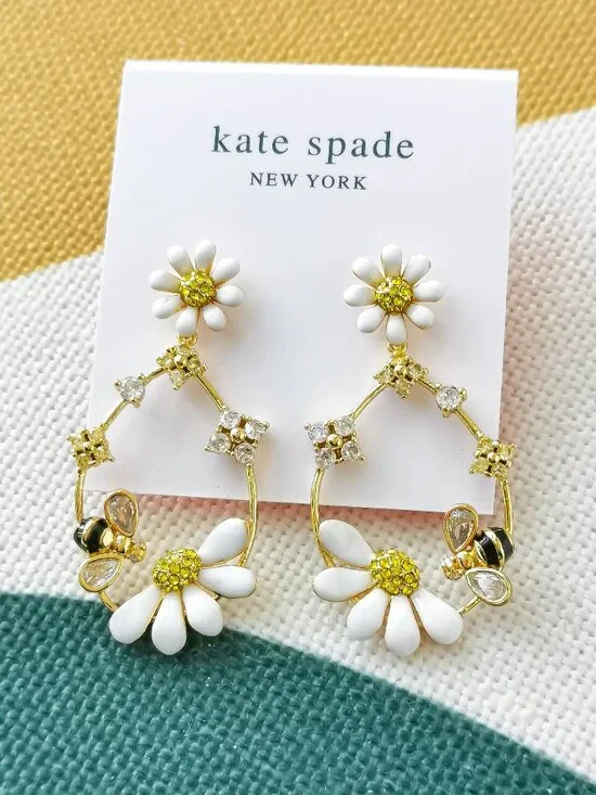 Kate Spade dazzling daisies hoops Earrings NEW