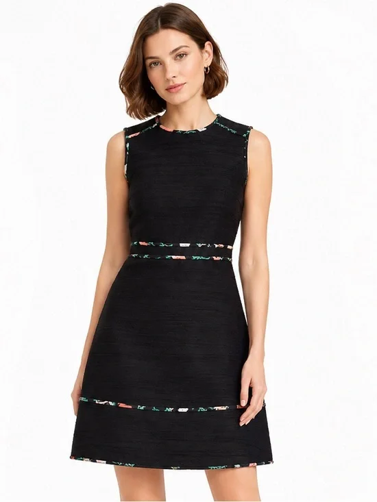 kate spade Black Mini Dress with Floral Trim
