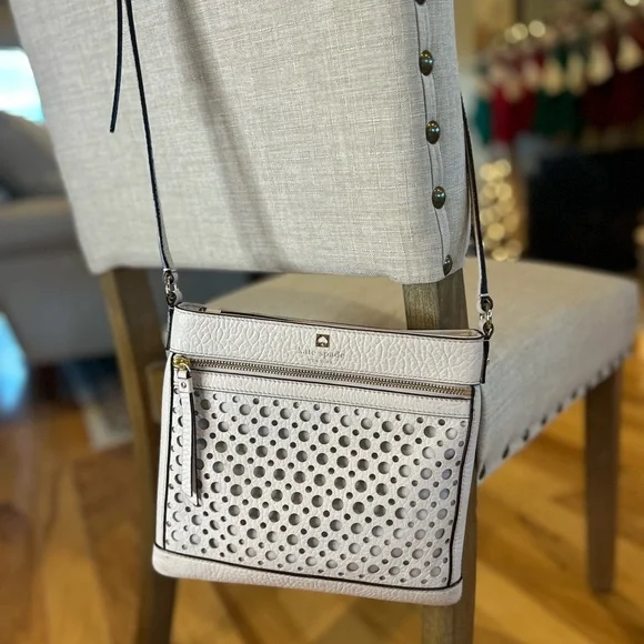 Kate Spade Perri Lane Reidy Bubbles Leather Tan Blush Crossbody Bag
