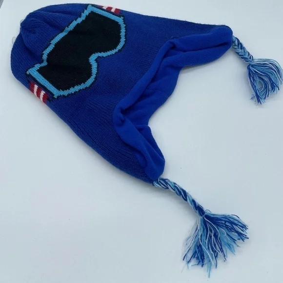 The Children's Place Ski Beanie Hat; size 10-14; Royal Blue; side‎ tassels; NEW