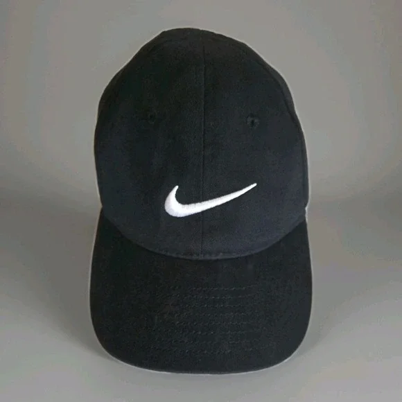 Boys Baseball Cap Nike Black Hat Kids Embroidered White Swoosh Adjustable 4-7