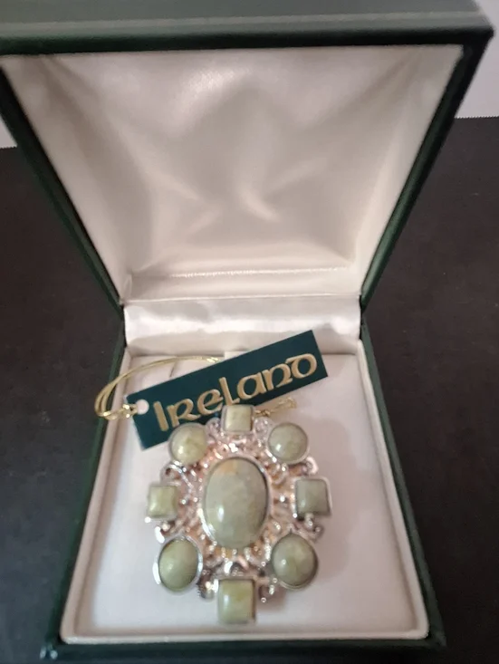JC Walsh Green Stone Statement Brooch -