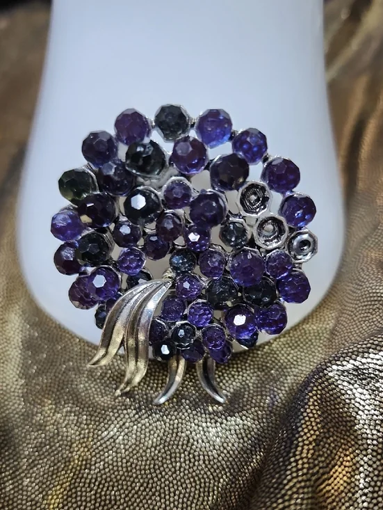 Monet Vintage-Inspired Purple Crystal Floral Brooch -‎ Women Jewelry