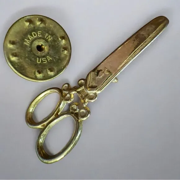Vintage Gold-Tone Scissors Pin – Made in USA