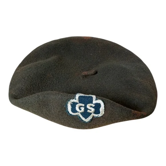 Vintage Girl Scouts Beret‎ Hat Official Uniform Brown Collectible Kids Size 21
