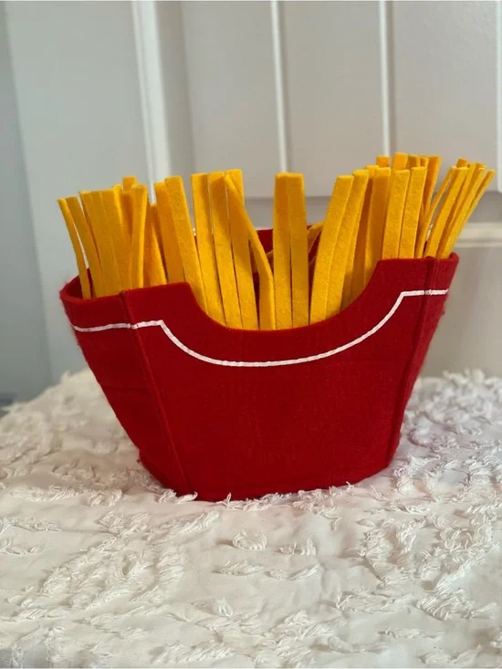 Red Felt Fry Hat with Yellow Fringe
