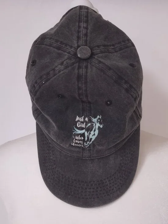 Black Adjustable Horse Girl Hat