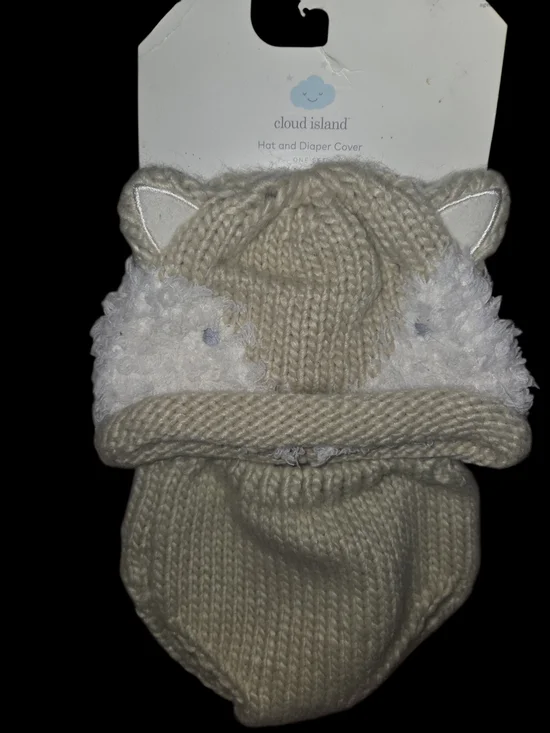 cloud island Cream Knit Baby Hat with Ear Details