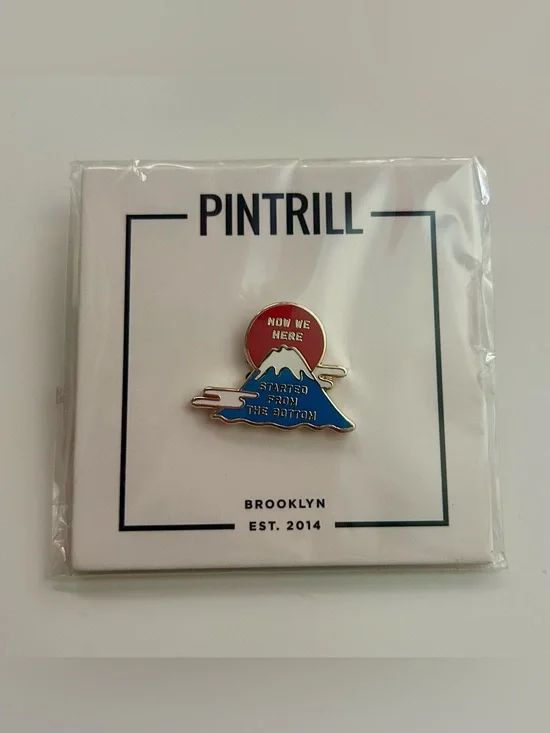 Pintrill Mt Fuji “Now We Here” Enamel Pin NWT Brooklyn Started From the Bottom