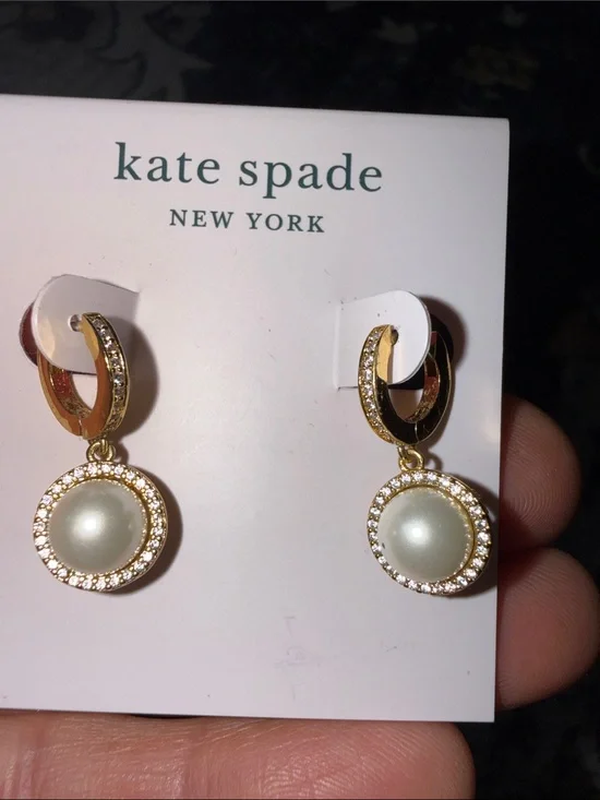 kate spade Gold and Pearl Halo Drop Earrings