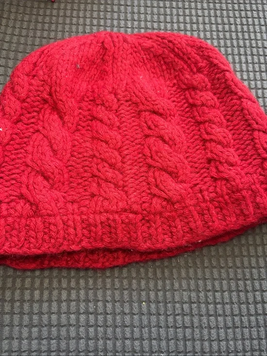 Red Cable Knit Kids Beanie
