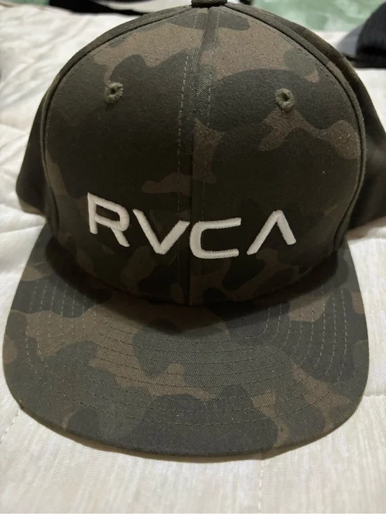 RVCA Olive Green Camo Flat-Bill Snapback Hat
