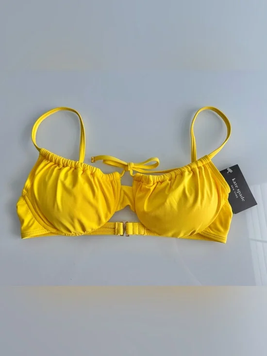 kate spade new york Women's Yellow Cinch Front Underwire Bikini Top Size Small