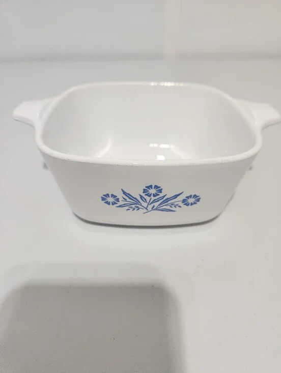 1959 Corningware Small White Ceramic Dish With Classic Blue Cornflower