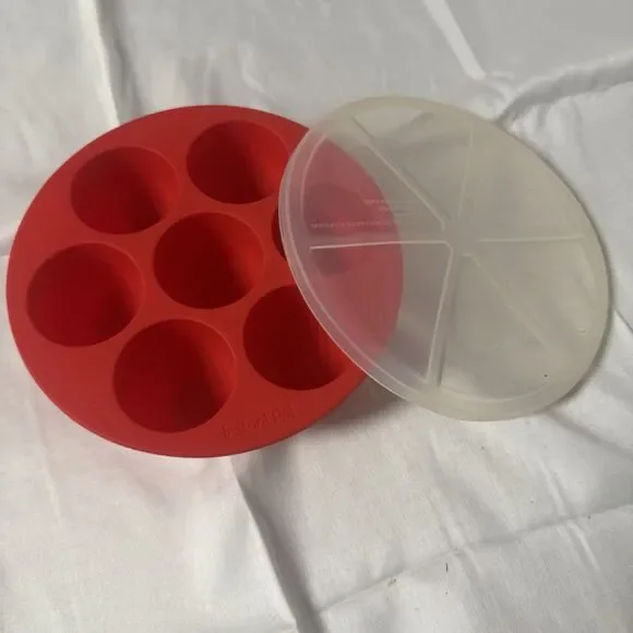 Instant Pot Official Silicone Egg Bites Pan with Lid - Red