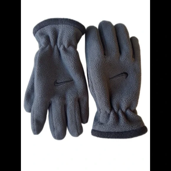 Nike Kids Black Gray Charcoal Fleece Gloves