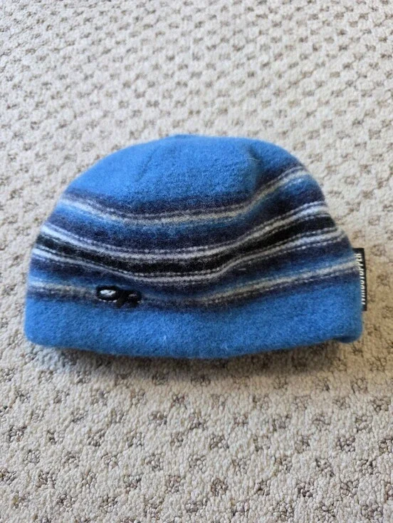 Outdoor Research Blue and Black Striped Fleece Beanie