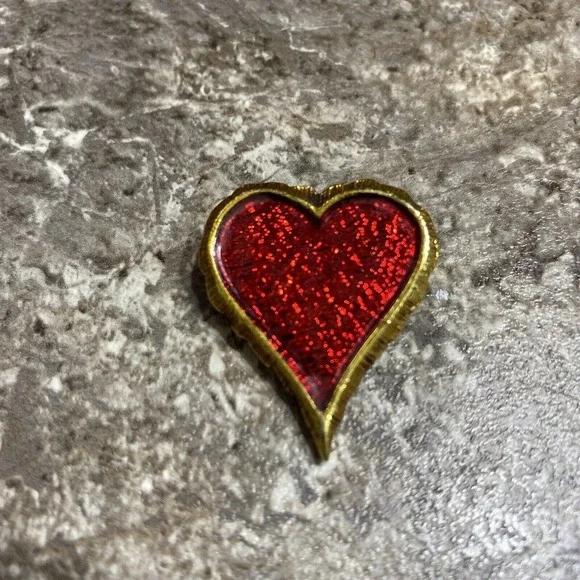 Red & Gold Shiny Heart‎ Pin Brooch (Love)