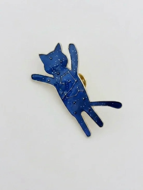 Celestial Cat Blue Enamel Constellation Pin