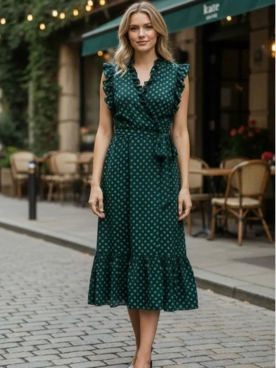 NWOT Kate Spade Polka Dot Belted Midi Dress 6