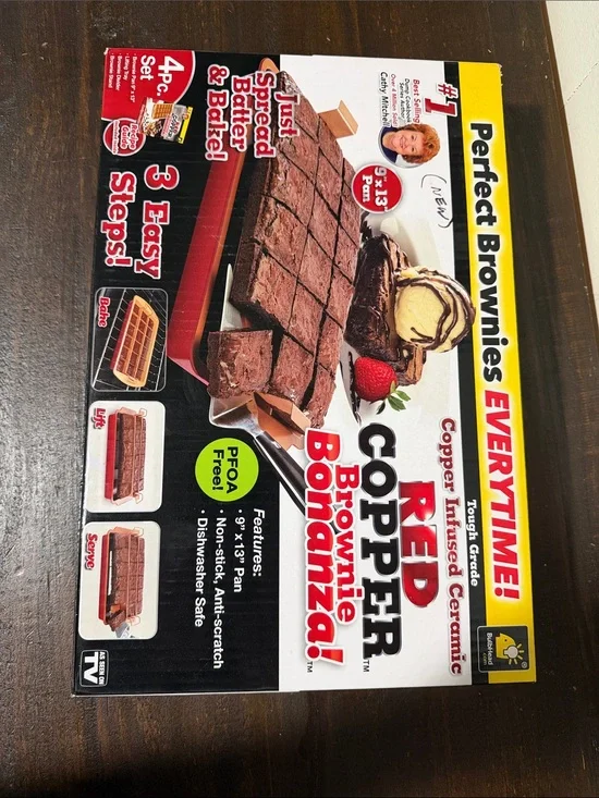 Source Unknown Red Copper Brownie Bonanza Baking Pan Set
