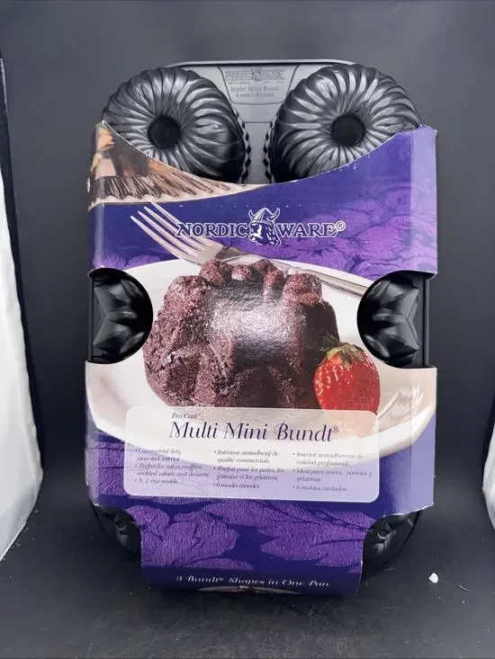 Nordic Ware Multi Mini Bundt Pan 6 Cups Heavy Cast Aluminum Bundtlette Cake Mold