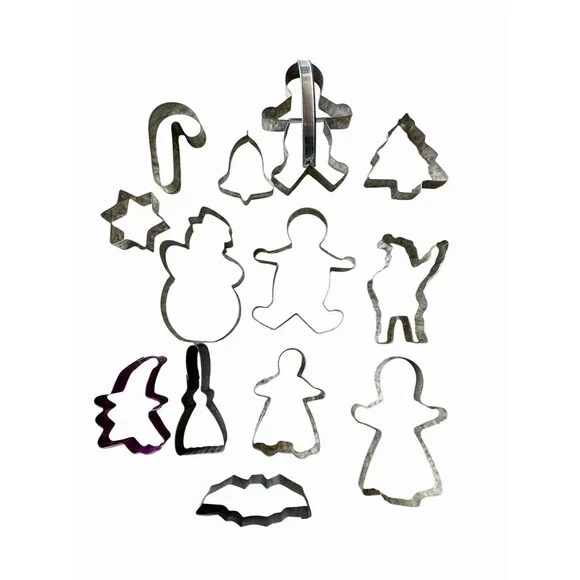 Bundle 13 Holiday Cookie Cutters Metal Christmas & Halloween Variety