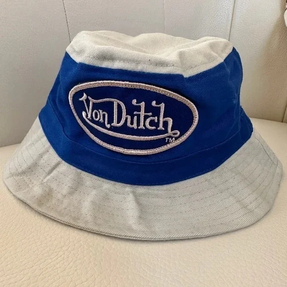 Von Dutch Youth Bucket Hat - Blue/Taupe NWOT