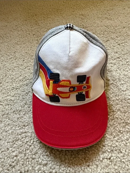 Gymboree Kids Racing Car Cap - Red, White & Gray—12-24 months