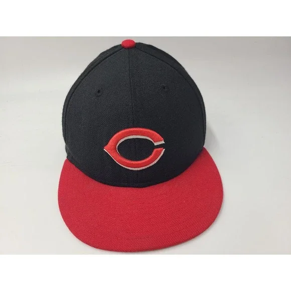 Youth Cincinnati Reds New Era 59Fifty Fitted 6 3/4 Hat Cap‎ Wool MLB Black Red