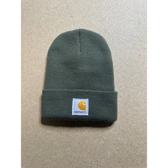 Carhartt Kids Beanie Hat Olive‎ Green Winter Knit Warm Cuffed Cap