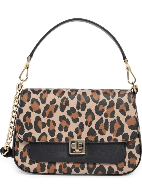 kate spade Leopard Print Shoulder Bag - Black & Brown