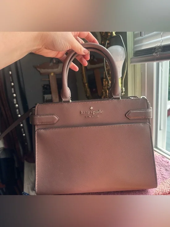 Kate Spade Taupe/gray/lilac Leather Crossbody Satchel