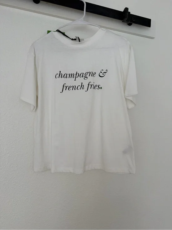 kate spade White and Black Logo Tee