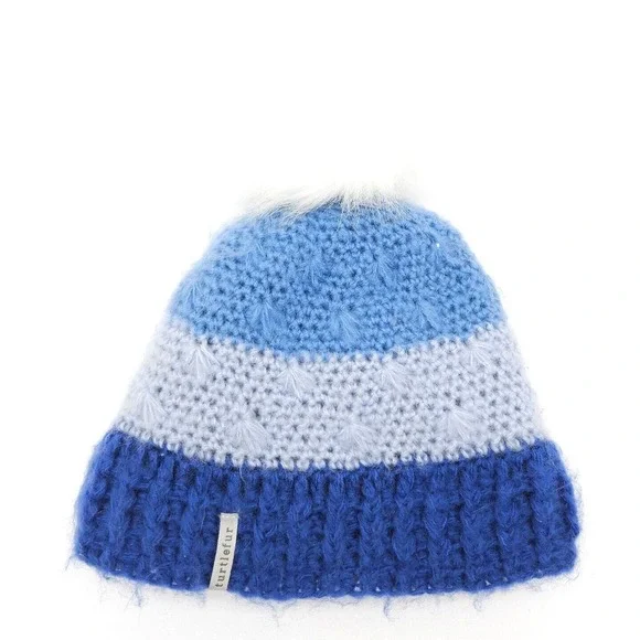 Turtle Fur Youth Kids Pom Pom Sherpa Lined Winter Beanie Snow Cap Warm Blue‎
