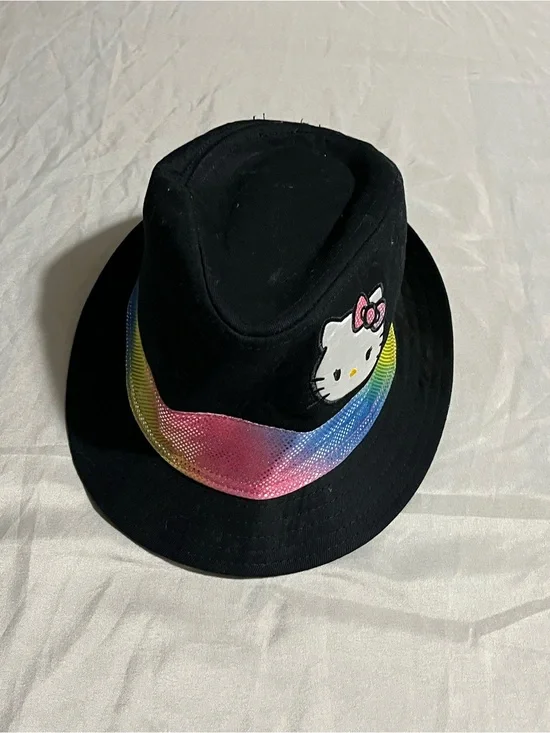 Hello Kitty Black Hat with Rainbow Sequin Band