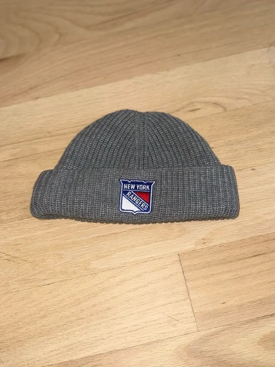 Kith Gray Ribbed Knit Beanie with NHL Patch