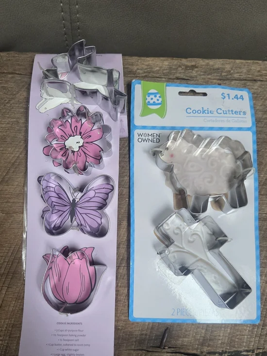 Spring Cookie Cutter Set - Floral, Butterfly, Sheep, Cross Shapes ~ Bin S