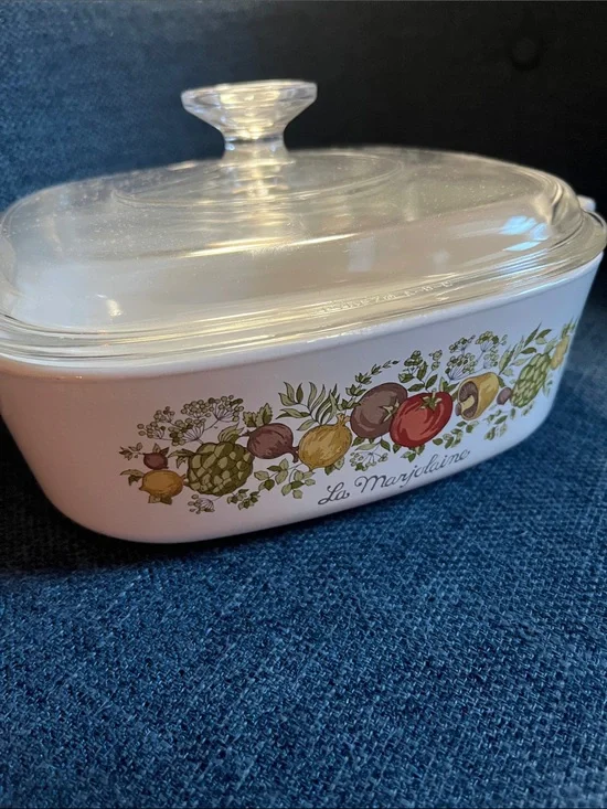 2 Qt Corningwar La Marjolaine White Covered Casserole Bakeware Dish 2 pc