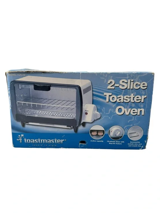 VINTAGE Toastmaster Mini Toaster Oven Model TOV2W White Side Timer 600W OPEN BOX