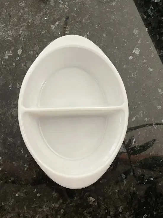 White Glasbake Divided Casserole