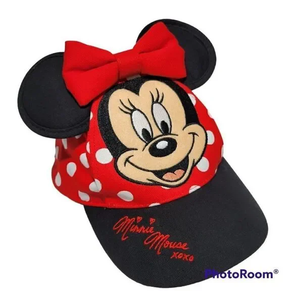 Disney Parks‎ Baseball Hat Toddler Minnie Mouse xoxo Ears Bow Polka Dot Kids Cap