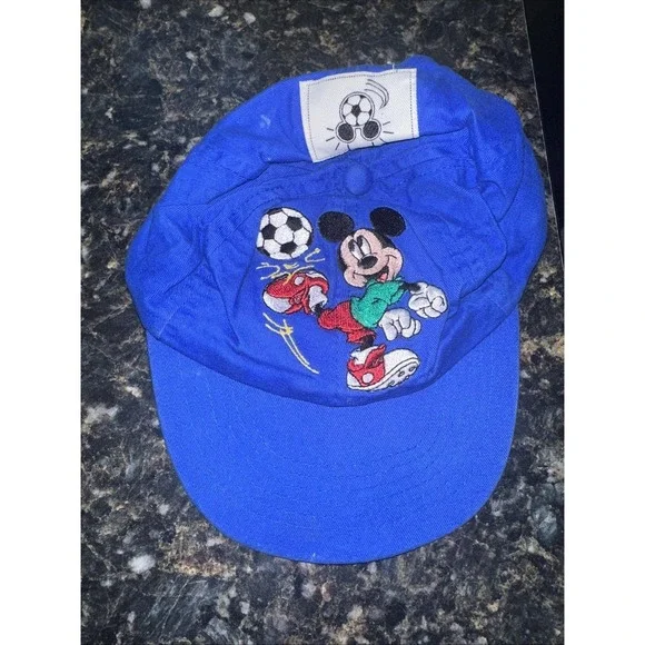Mickey Mouse Soccer Mickey Kids Vintage Disney Strapback Cap‎ Hat View Pics
