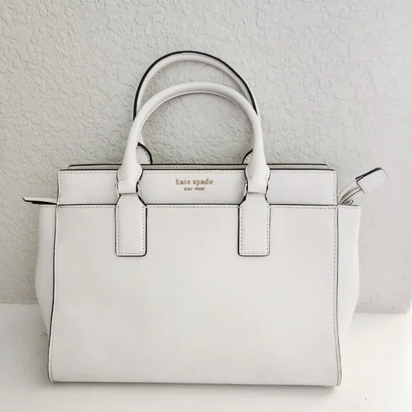 Euc Kate Spade NY White Leather Shoulder Bag Satchel Purse