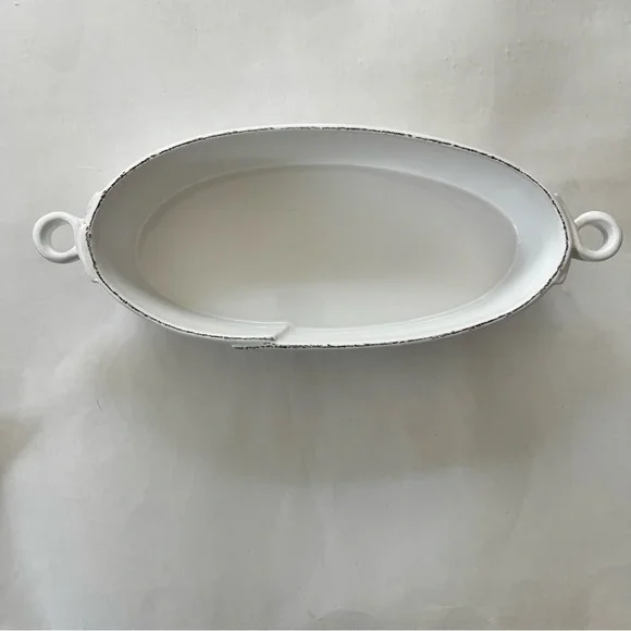 NEW Vietri Lastra White Oval Baker with Handles Made In Italy Stoneware