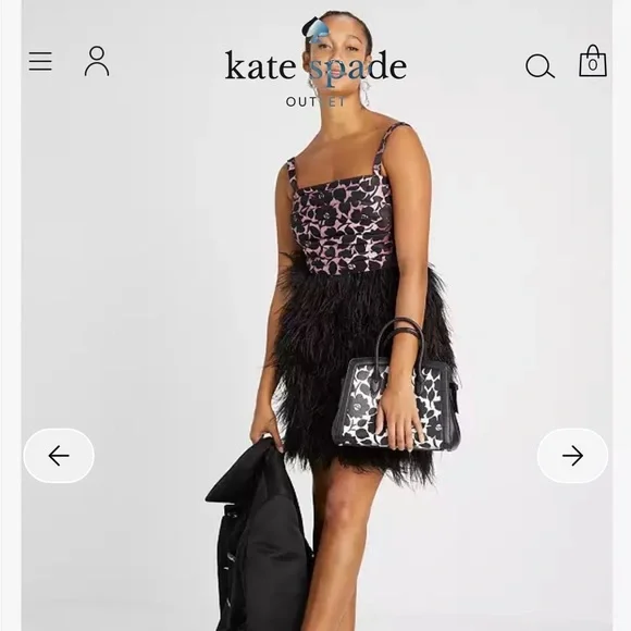 Kate Spade Black and Pink Feather Dress
