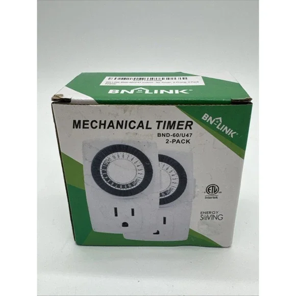 2 Set‎ BN-Link Heavy Duty Mechanical 24 Hour Timer Dual Outlet 3 Prong New