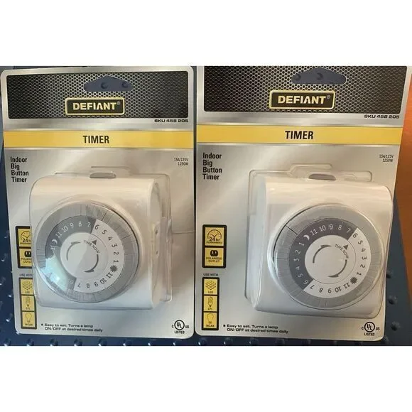 Defiant Indoor Big Button‎ Timer, Indoor Plug-In 24 Hour Programmable - Set Of 2