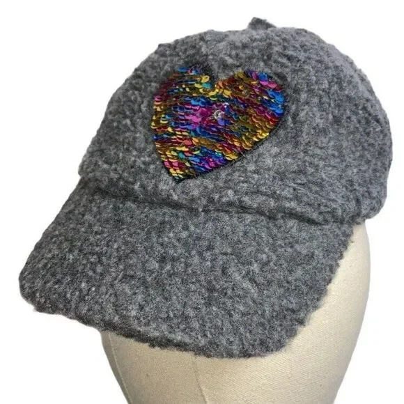 Limited Too Girls Gray Sherpa Baseball Cap Hat