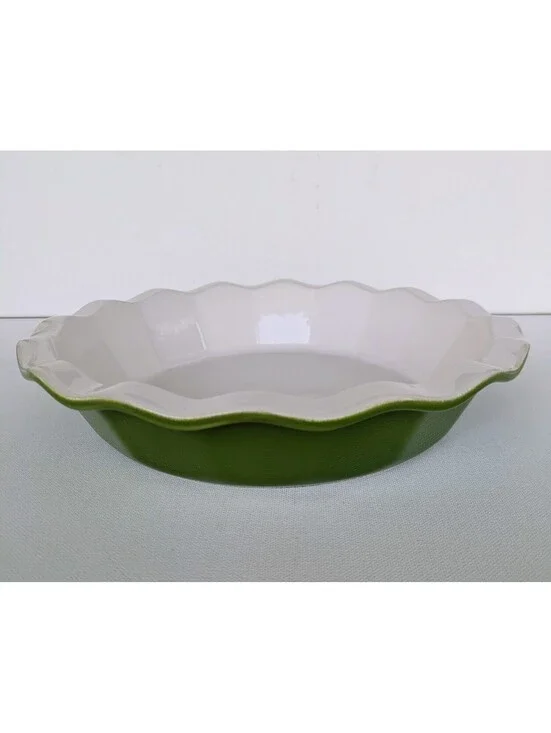 Green Ruffled Ceramic Pie Dish 10.25”, Emile Henry, William-Sonoma, France